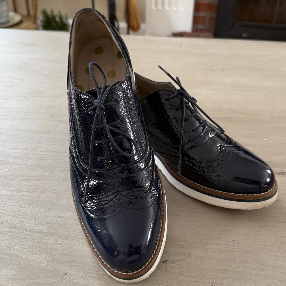 Boden Navy Blue 100% Patent Leather Brogues Oxford Shoes 41
